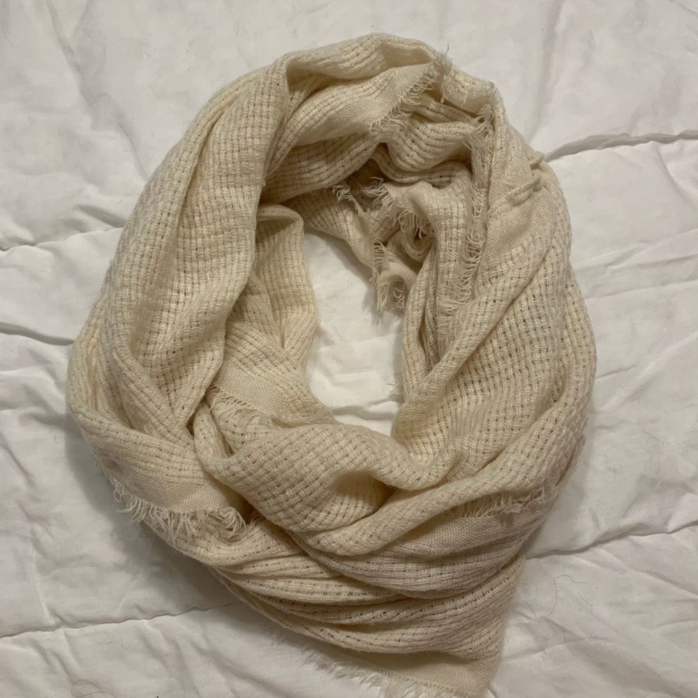 Cream waffle knit infinity scarf